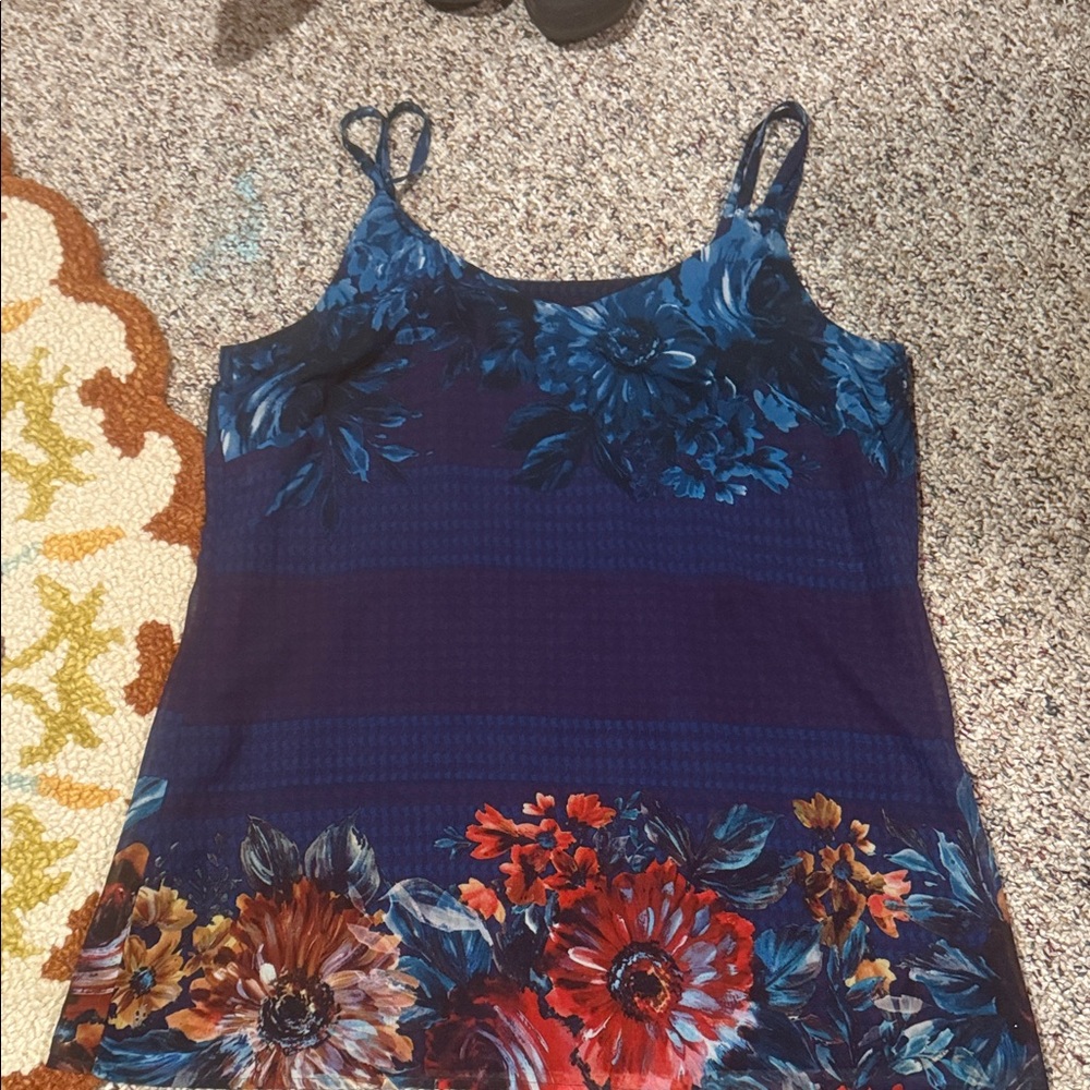CAbi Blue and Red Floral Camisole